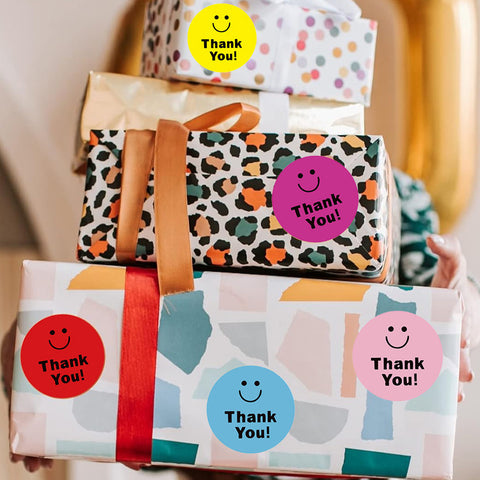Sluitsticker Thank you smiley -  25mm - Sticker-Etiket- 500 stuks