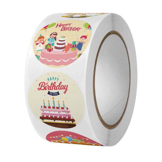 Sluitsticker Happy Birthday -  25mm - Sticker-Etiket- 500 stuks