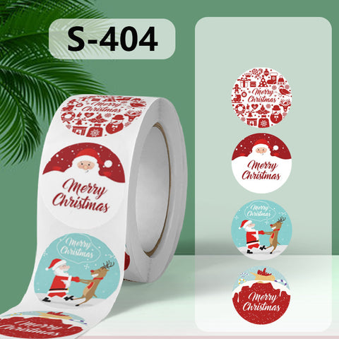 4 soorten Sluitstickers kerst -  38mm - Sticker-Etiket- 500 stuks