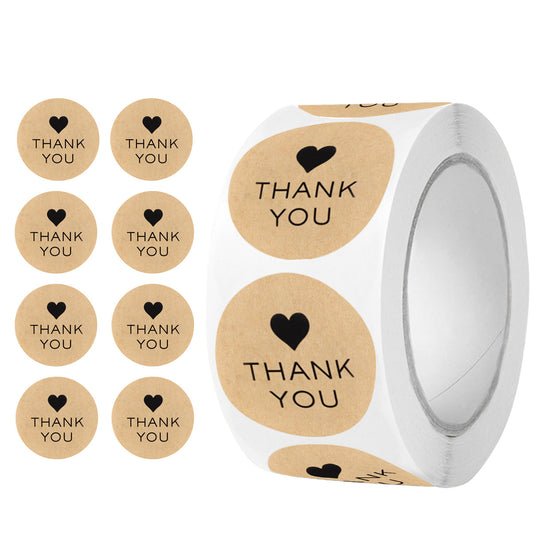Sluitsticker Kraft Thank You -  25mm - Sticker-Etiket- 500 stuks