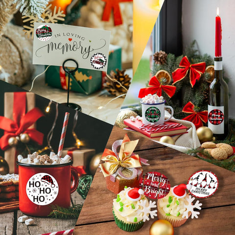 Sluitsticker kerst plaid -  25mm - Sticker-Etiket- 500 stuks