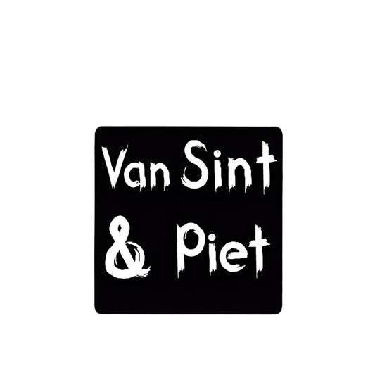 Schoolbord etiket van Sint en Piet - Kadopapier.net