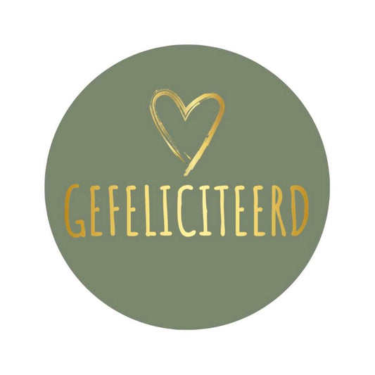 Gefeliciteerd | Hart goud/olijfgroen | 250st. -Sticker-Etiket-