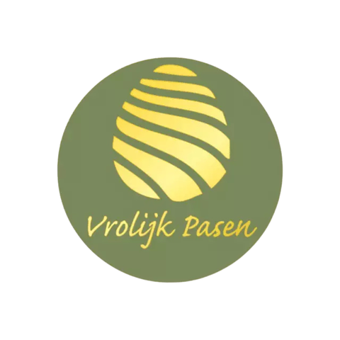 Osteretiketten „Frohe Ostern“ – Luxuriöses Grün-Metallic-Gold, Ø 39 mm – 250 Stück