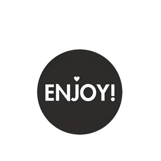 Wensetiket Enjoy zwart - Kadopapier.net
