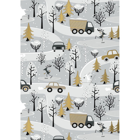 Kerstpapier Winterfun in the Forest - Luxe Inpakpapier 30-70 cm x 200m