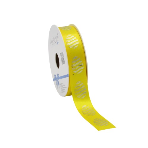Geel Paaslint met gouden eieren 23mm x 25mtr