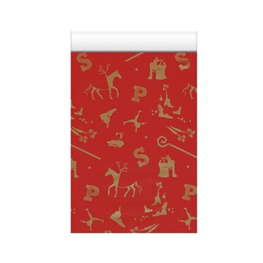 Sintzakje rood/goud met Sintfiguren - Kadopapier.net